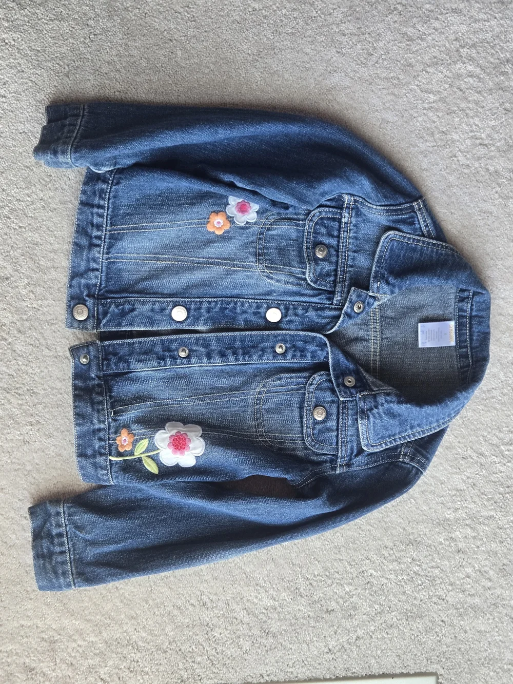 Gymboree Girls Blue Denim Jacket with Floral Appliqués